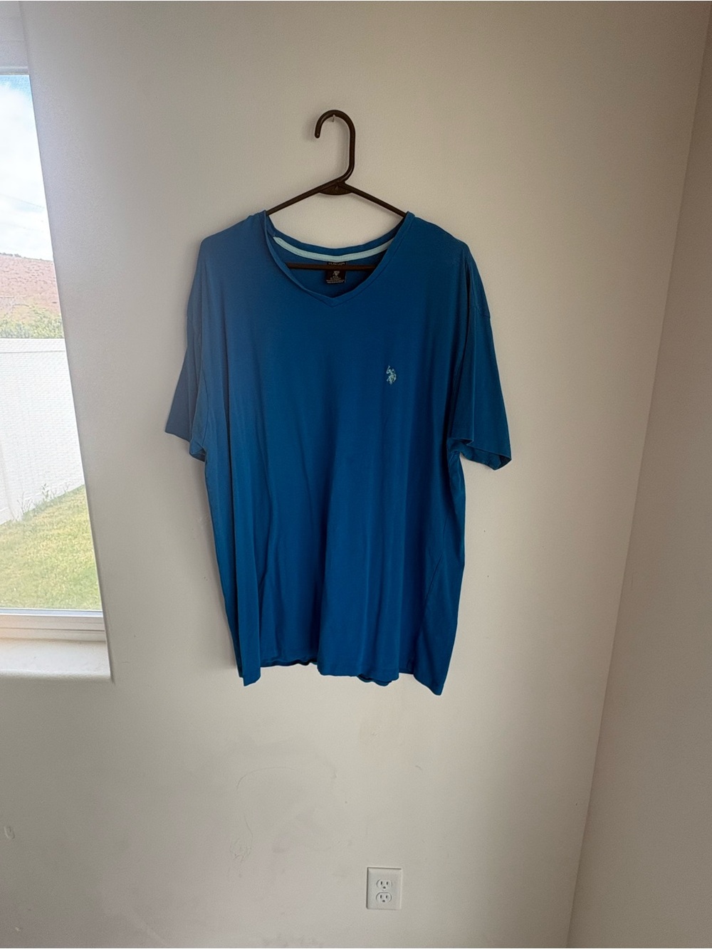 U.S. Polo Assn. Men's Teal V-Neck Short Sleeve Shirt with Embroidered Logo